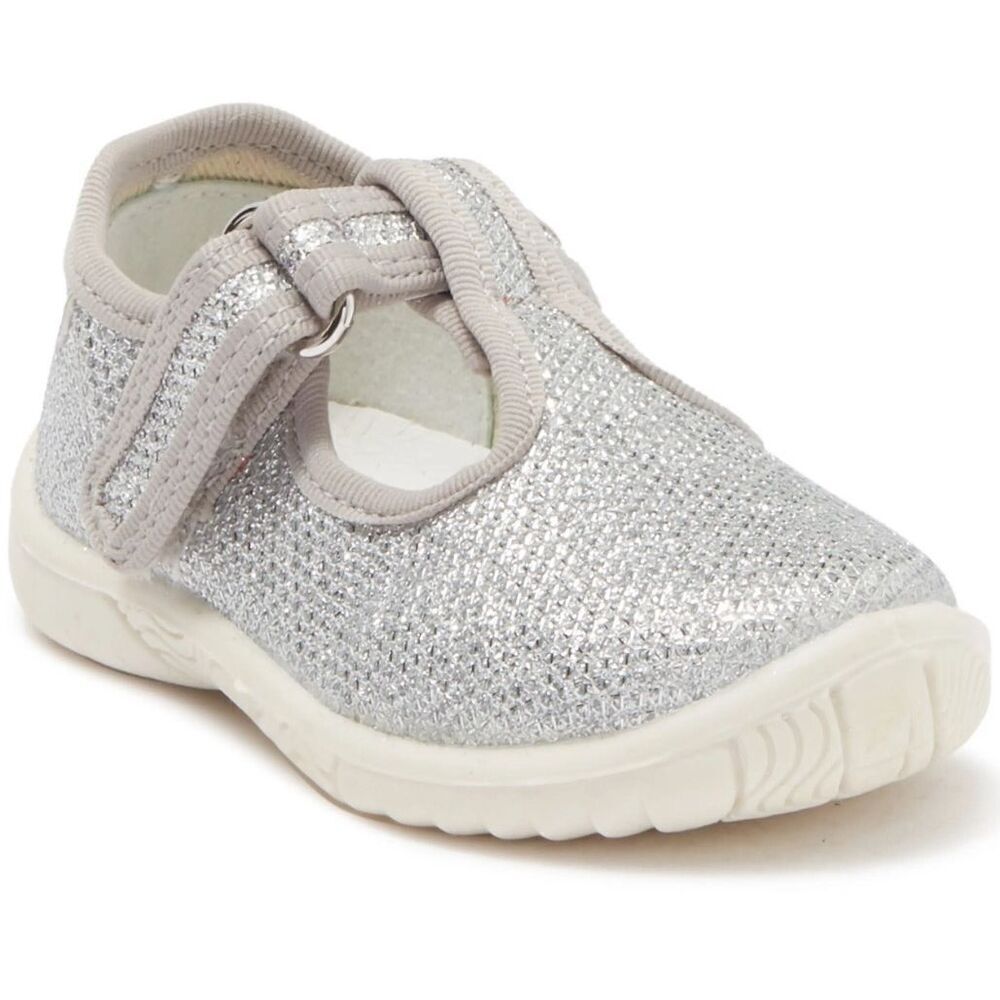 Naturino Kids Sneaker Size 9.5 US Silver‎ Glitter T Strap